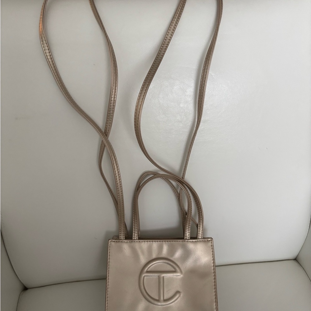 Telfar Metallic Gold small crossbody bag